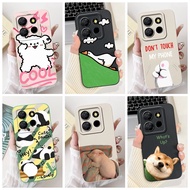 ITEL A60 Case A60s A662LM Aesthetic Flower Cute Cat Boy Black Shockproof Cover ITEL A60s Phone Case