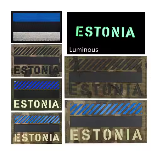ESTONIA Flag IR Infrared Reflective Chevron Patches Badge Fastener Patches Tactical Emblem Hook&Loop