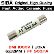 5PCS New SIBA DMI Fuse FF 500mA 1000V 30kA Fast Blow Fast Acting Ceramic Fuse Tube 6.3x32MM for Fluk
