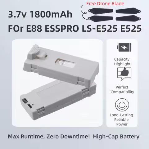 3.7V 1800mAh High-Capacity Li-ion RC Drone Battery Accessory For E88 E88PRO Ls-E525 E525 PRO Mini UA