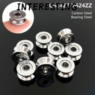INTERESTING 1/5Pcs Pulley Bearing, U Groove V Groove Carbon Steel Bearing Steel Ball Bearing, U624ZZ
