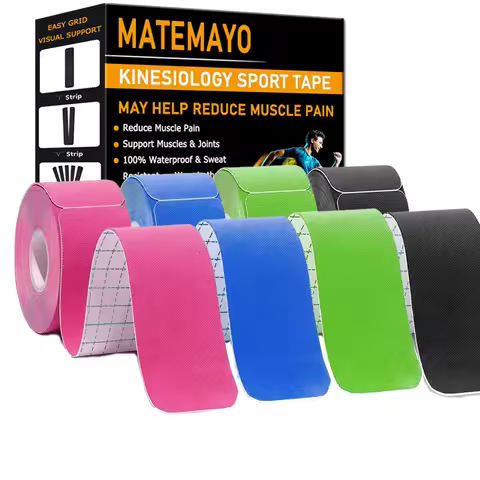 4 Rolls Kinesiology Tape Cotton Elastic Athletic Tape 20 Precut 10" Strips Each Sport Tape for Muscl