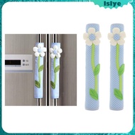 2 Pieces Flower Refrigerator Door Handle Covers Kitchen Appliance Handle Covers Decorations for Fridge Microwave Oven Stain Dust Protector
