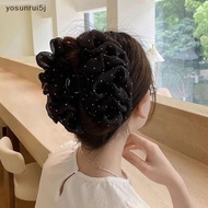 yosunrui5j] Summer Sweet Mesh Tulle Star Bubble Hair Claw Clips For Women Solid Ponytail Clip Headdr