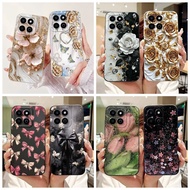 For Honor X7c Case 6.77'' Phone Case Butterfly Flower Pattern Len Proective Soft Silicone Back Cover