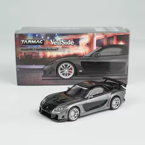 TW In Stock 1:64 Mazda RX7 VeilSide Fortune7 Grey Metallic Black Diecast Car Model Collection Toys T
