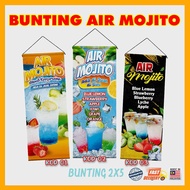 Bunting / Banner minuman Air Mojito khas untuk lariskan jualan dan pern size, perkataan, no tel dan 