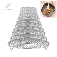 FREEYIO785 Grid Grill, Stainless Steel Stackable Air Fryer Rack, Durable Round with Foot Steam Bakin