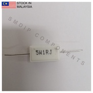 2 PCS 1R ±5% 5W, Axial Lead Through Hole Wirewound Cement Resistor (5W1RJ)