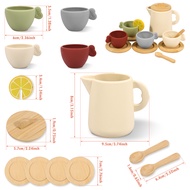 Wooden Children Montessori Toy Teapot Teacup Simulation Kitchen Utensil BPA Free Silicone Kid Educat