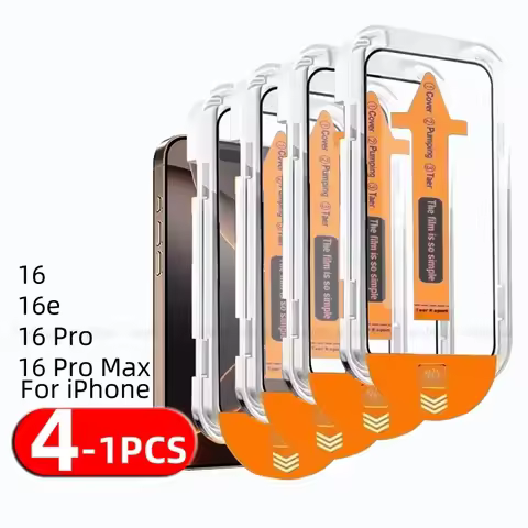 4-1pcs For iPhone 16 Pro Max Glass iPhone 16 Tempered Glass Full Cover Dust Free Easy Installation S