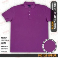 Plus Size Men's Polo T Shirt With 3 buttons 1 Pocket Color Purple Code PO1214PPUR