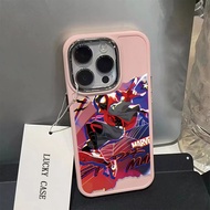 Anime Spider Man Pattern Phone Case Compatible for IPhone 15 14 13 12 11 Pro Xr X Xs Max 7 8 SE 2020 Metal Lens Protector Shockproof Soft Silicone Back Cover