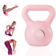 鯨品購 - 專業練臀健身壺鈴15磅（6kg適用體重95斤以上）防滑握把 女士啞鈴 成就完美曲線 力量訓練 電導粉面 家庭健身 室內運動 多部位訓練 附收納教程套裝