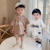 INS Summer New Baby Boys Girls Short Sleeve Hoodies+Shorts Set 0-3 Year Old Baby Thin Letter Short S