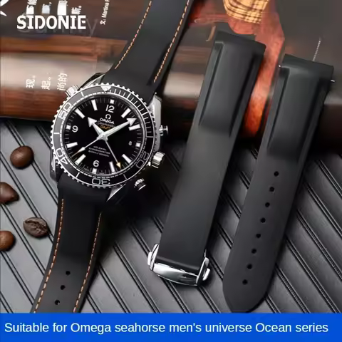 Silicone Watch Strap for Omega Watch AT150 SeaMaster 007 Men's Universe Ocean Series Rubber Sports S