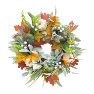 Simulated Wreath Autumn Maple Leaf Pumpkin Pine Cone Berry Wreath Realistic Simulated Fall Harvest T