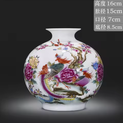 Jingdezhen porcelain pomegranate vase home decoration flower arrangement Chinese style living room p