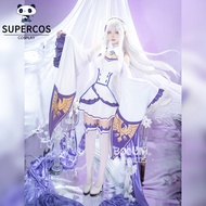 Re:Zero Emilia Cosplay White Dress Costume Set for Party Event Con