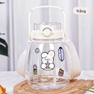 Mùa Hè Gấu Trúc Công Suất Lớn Đôi Uống Cốc Nước Bằng Nhựa Dễ Thương Có Ống Hút Gấu Cho Trẻ Em Thẩm M