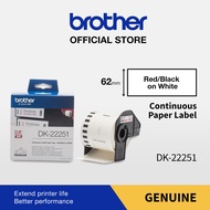 Brother DK-22251 Genuine Continuous Paper Label, 62mm Red/Black on White