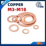 Copper Flatwasher / Solid Copper Plain Washer / Flat Washer / Crush Washer M3/M4/M5/M6-M18 【PH-MB-1】