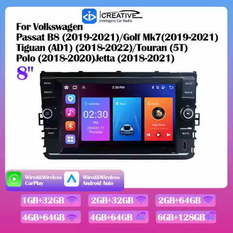 8inch Car Radio for Volkswagen 2019-2021 Passat B8 Golf Mk7 T-Cross Jetta Tiguan Polo Auto Android M