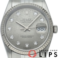 勞力士 Datejust 男士腕錶，10 鑽，電腦錶盤，Datejust 36 16234G(U)，帶原裝錶盒，國際保修，18K 白金/不銹鋼，灰色，拋光，1997 年款，成色極佳 [二手]