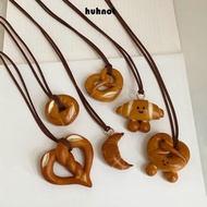 HUHNOT Fashion Versatile Pendant, Alkaline Water Bread Food Bread Pendant Necklace, Creative Gift Cu