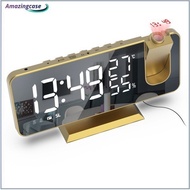 AMAZ 7.5 Inch Projection Alarm Clock Fm Radio Timer With Projection Snooze Clock Led Digital Clock Double Alarm Clock
