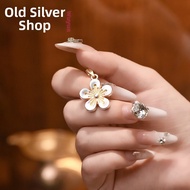 WU YUE JEWELRY | Peach Blossom Silver 9999 Pendant Antique Gold Plated