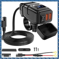 6.8A Quick Charge 3.0 Dual USB Motorcycle Phone Charger with Voltmeter & ON/Off Switch
