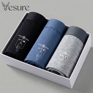 Men's Boxer Briefs Set Cotton Underwear With Motorcycle Design Three Pack Comfortable Breathable Box