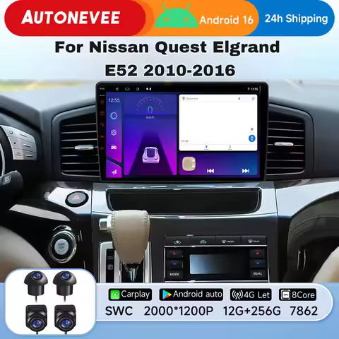 Navigation Multimedia 2K 8+256G Android 14 Car Radio For Nissan Quest Elgrand E52 2010-2016 GPS CarP