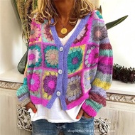 COD Casual 3D Plaid Pattern Printed Cardigan Coat Scarf Lightweight Spring Autumn Winter Women Fashi