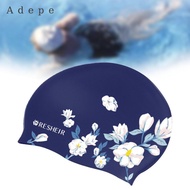 Adepe Women Swimming Hat Floral Printed Bathing Cap Braids Locks Silicone Swim Cap