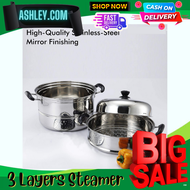 Stainless Steel Steamer Cookware Multi-functional 3 Layers/ steamer 3 layer sale big/ Steamer 3 layer big sale electric/ 3 Layer Steamer 32cm/30cm/28cm Stainless Steel cooking pots cookware steam high quality