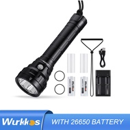 Wurkkos DL40 Diving Flashlight Bright 5000K 5000lm Dive light with 4pcs LH351D 90CRI 26650 IPX8 Wate