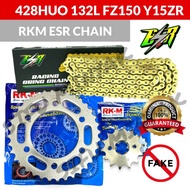 NEW ESR 428 SPROCKET SET RKM CHAIN GOLD O RING ESR 132L FZ150 FZ Y15ZR Y15 Y16ZR Y16 RANTAI SET 428H