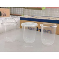 [READY STOCK] 16oz U Cup With Lid / U 500ML Disposable Plastic PP Cup 16oz Boba Milk Tea (50set +/-)
