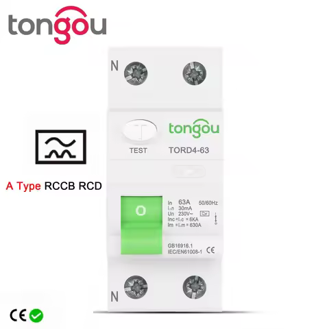 Type A RCCB RCD 2P 16A 40A 63A 6KA Electromagnetic Type Residual Current Circuit Breaker 30ma 300ma 
