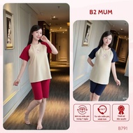 Printed cotton maternity outfit, soft, stretchy, sweat-absorbent, cross-zip for babies - B791 B2 MUM