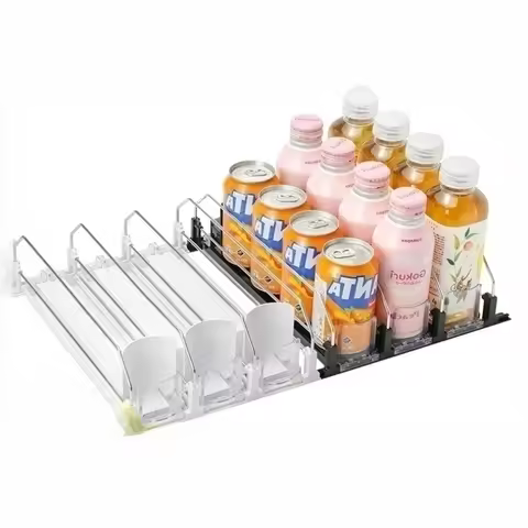 Refrigerator Can Beer Cans Drink Clist Dispenser Tray Supermarket shelf beverage E-shaped thruster, 
