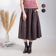 【ICare】小碎印花鬆緊牛仔休閒裙 - 2色(F) | 長裙 牛仔裙 寬裙
