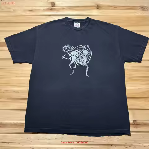 Vintage 90s Tribal Dancing Art Grunge Rave Festival Streetwear T Shirt USA Size XL vintage Washed Un