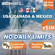 [Yoho] USA & Canada & Mexico eSIM 5G Unlimited Data + Call No Daily limits Yoho Mobile Official Stor