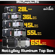 Nottyboy Heavy Duty Aluminium Top Box Flat Design with Solid Steel Universal Base Plate Motorcycle 28L 36L 45L 55L 65L