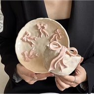 Pink Ribbon Cup Coquette Cup Coquette Plate Ribbon Plate Pink Ribbon Plate