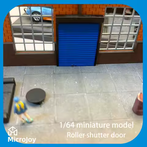 Detailed Scene: 1:64 Scale Miniature Model Repair Shop Mini Rolling Shutter Door Ornament Car Model 