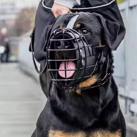 Dog Tactical Impact Metal Muzzle, Anti-Bite Pet Dog Training Mouth Cage Mask for Sniffer Dog German 